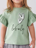 Children's Heart Ruffle Sleeve T-Shirt