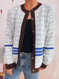 Geometric Pattern Button Up Cardigan