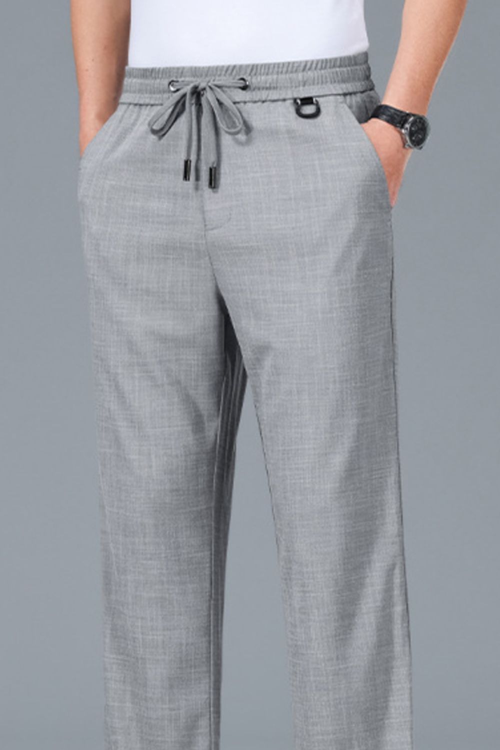 Men's Plus Size Casual Drawstring Straight-Leg Pants