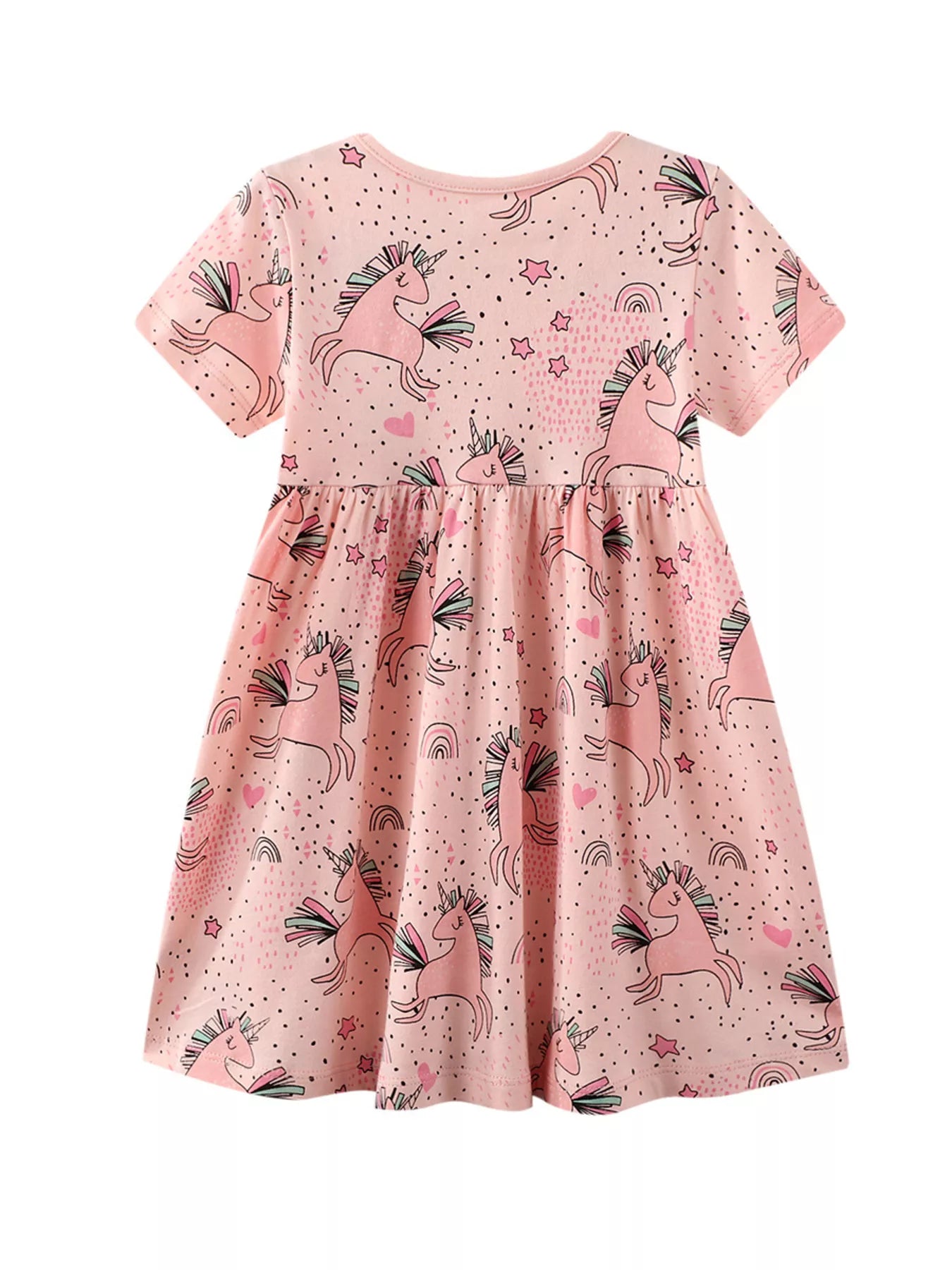 Children's Unicorn Print Round Neck Summer Dress