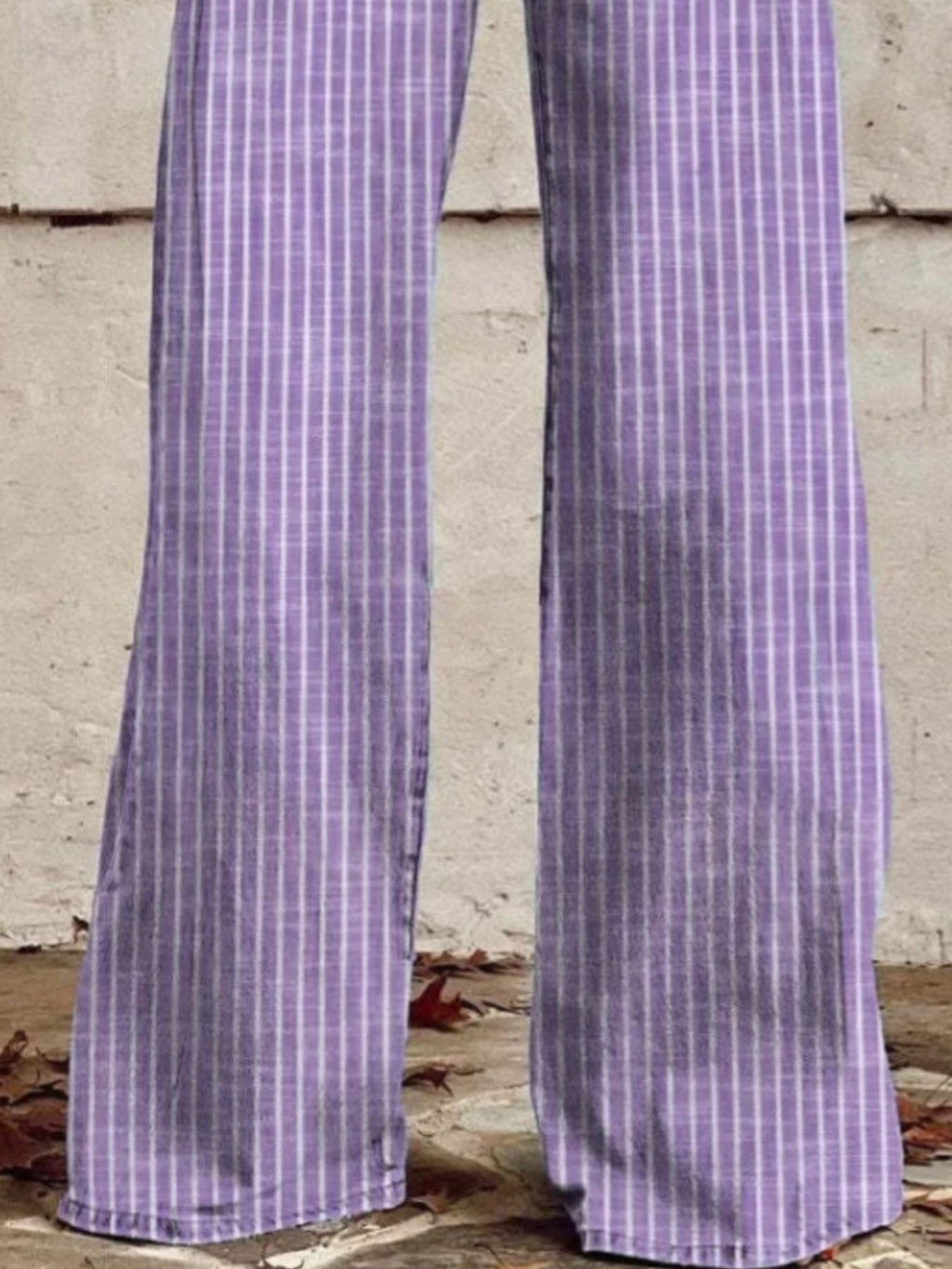 Striped High-Waisted Wide Leg Jeans