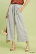 Umgee Linen Blend Striped Wide Leg Pants