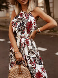 Tropical Floral Halter Neck Summer Dress