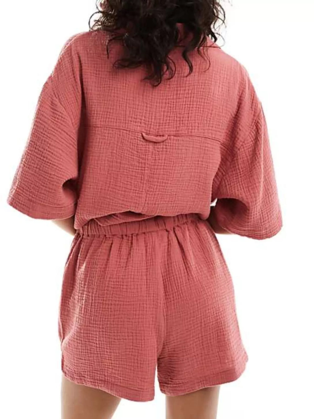 Relaxed Fit Button Up Shirt & Shorts Set