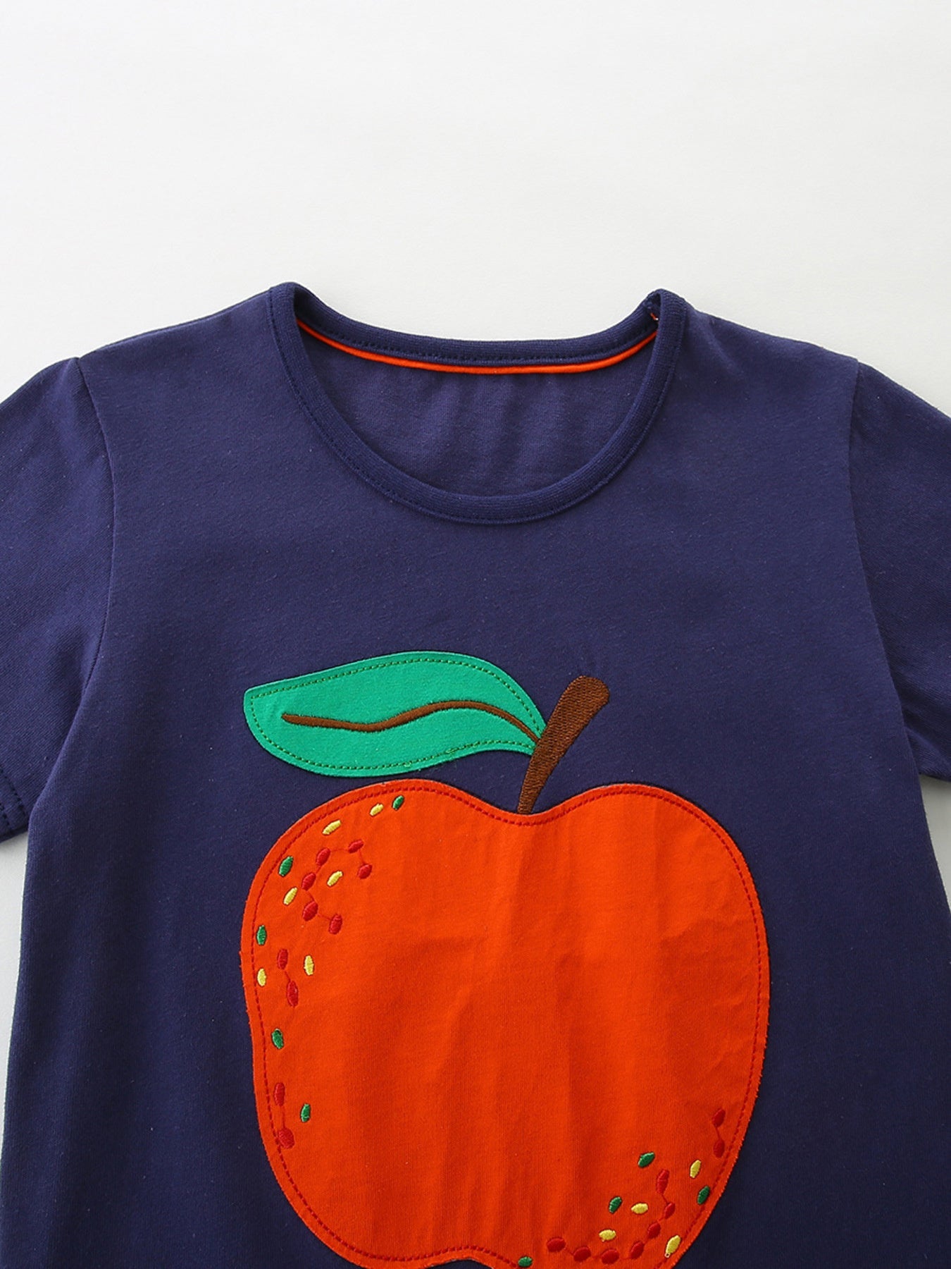 Children's Apple Embroidered Short Sleeve T-Shirt