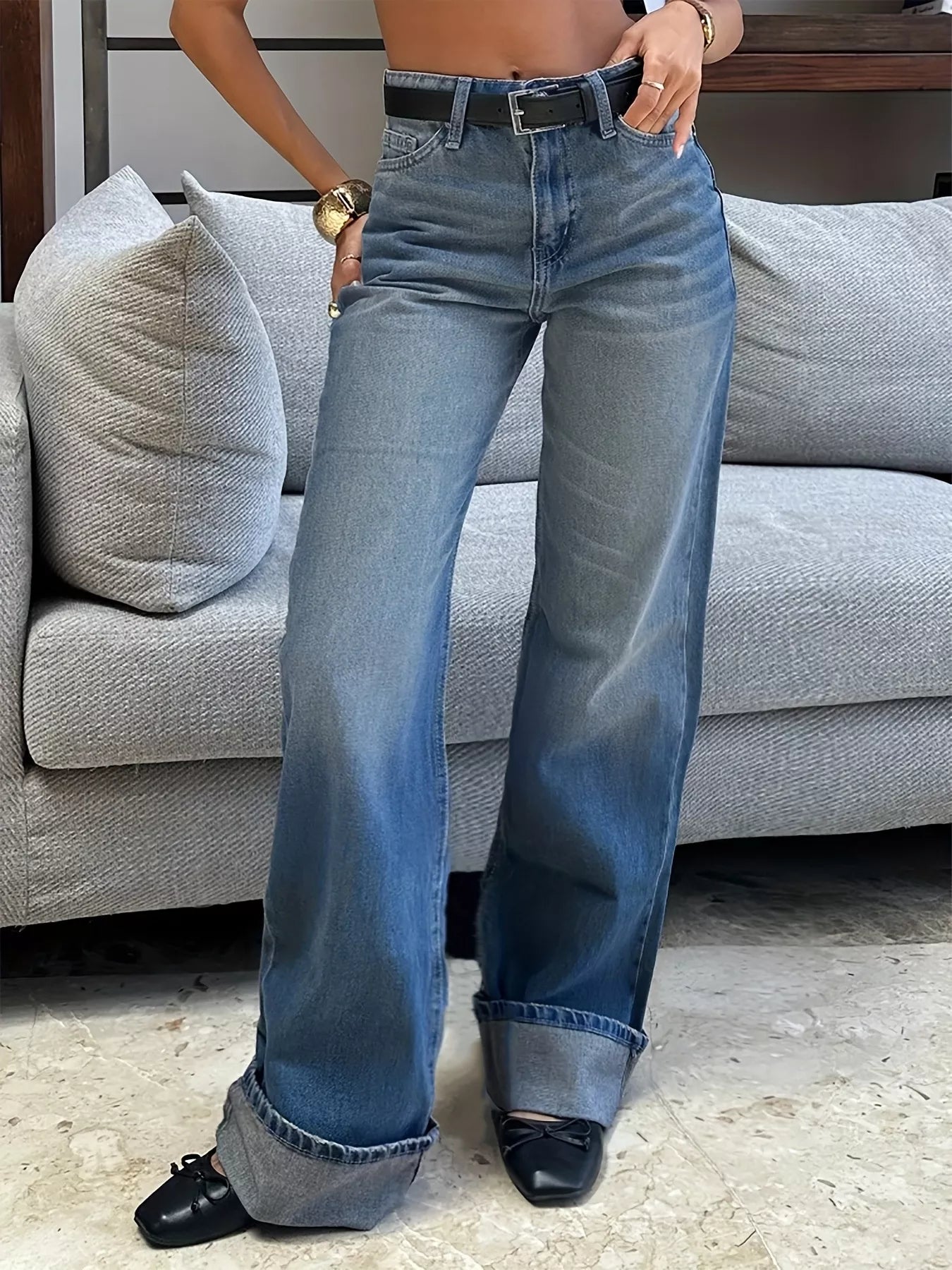 Washed Wide Leg Jeans