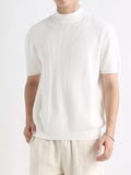 Men's Plus Size Ribbed Knit Mock Neck Short Sleeve T-Shirt