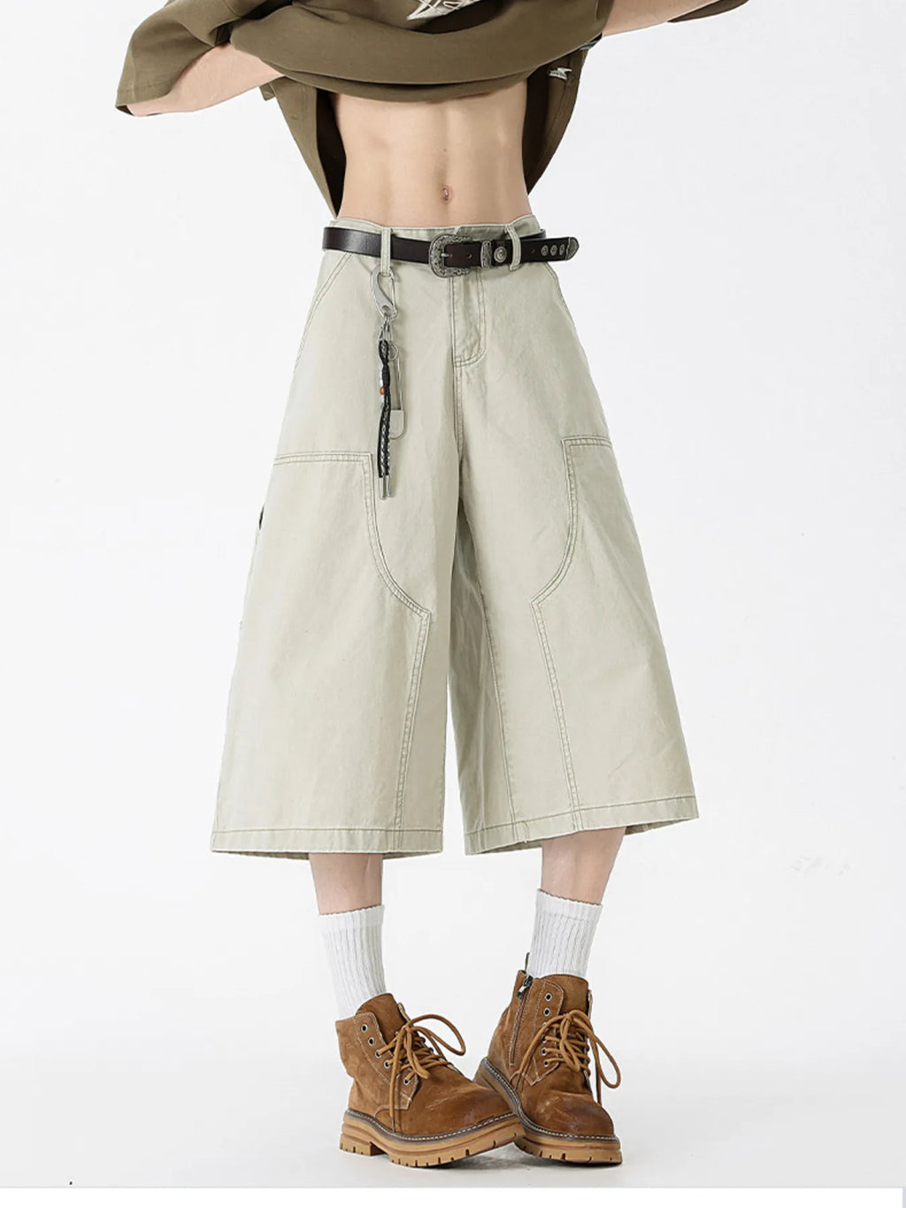 Men's Full Size Wide Leg Cargo Denim Shorts Plus Size