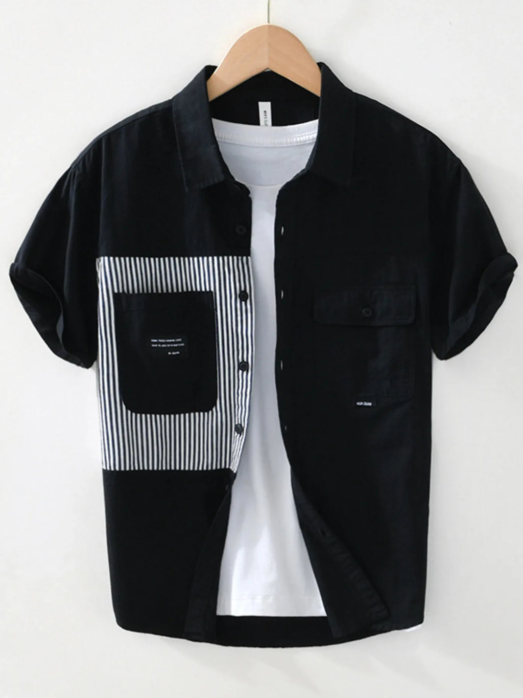 Men's Striped Button Front Short Sleeve Shirt