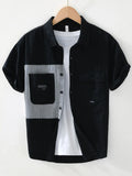 Men's Striped Button Front Short Sleeve Shirt