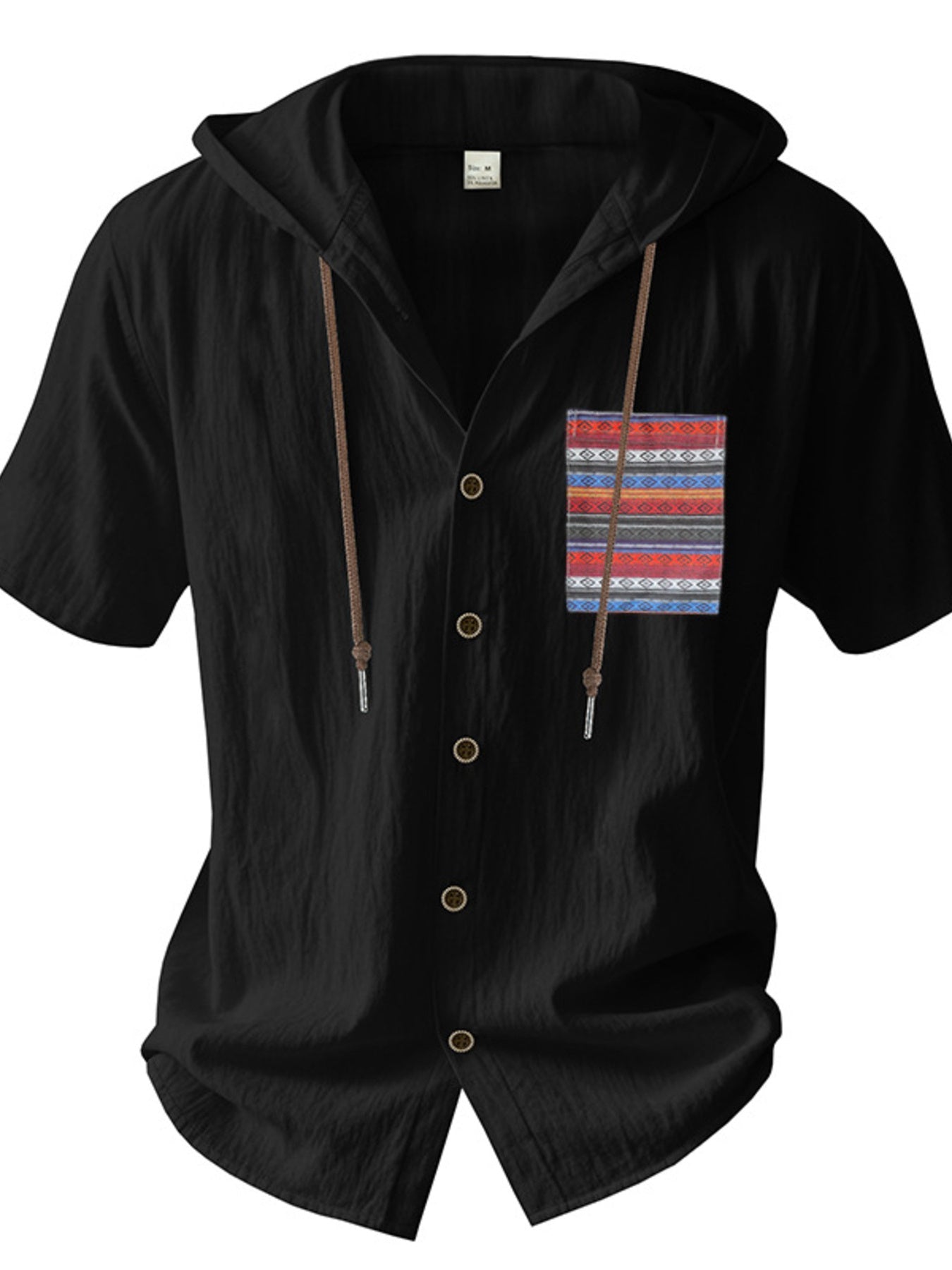 Men's Full Size Casual Hooded Short Sleeve Shirt Plus Size