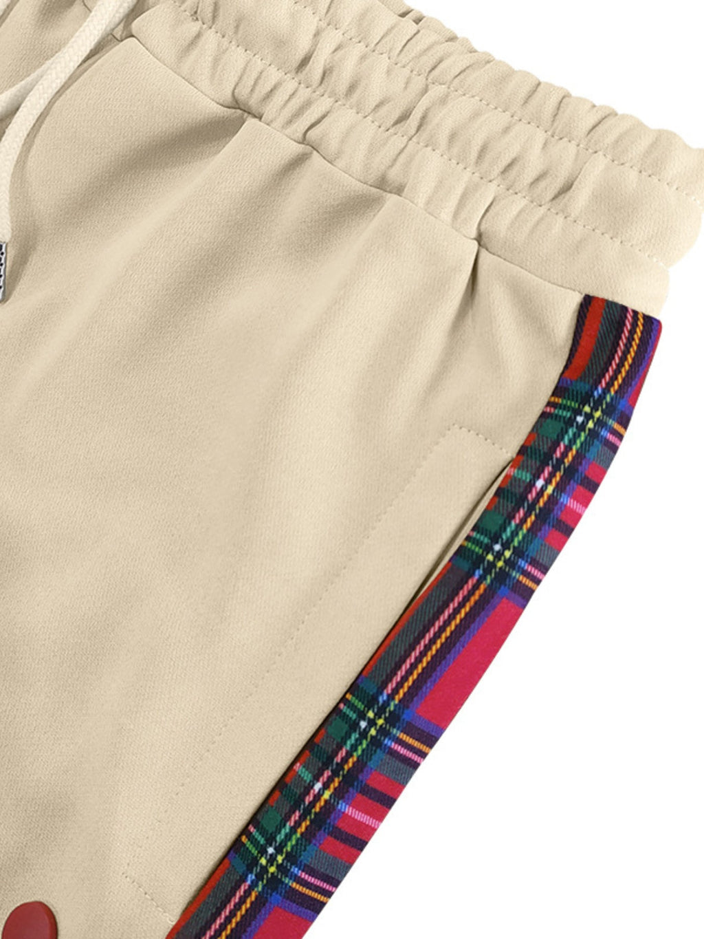 Men's Full Size Plaid Trim Snap-Button Track Pants Plus Size