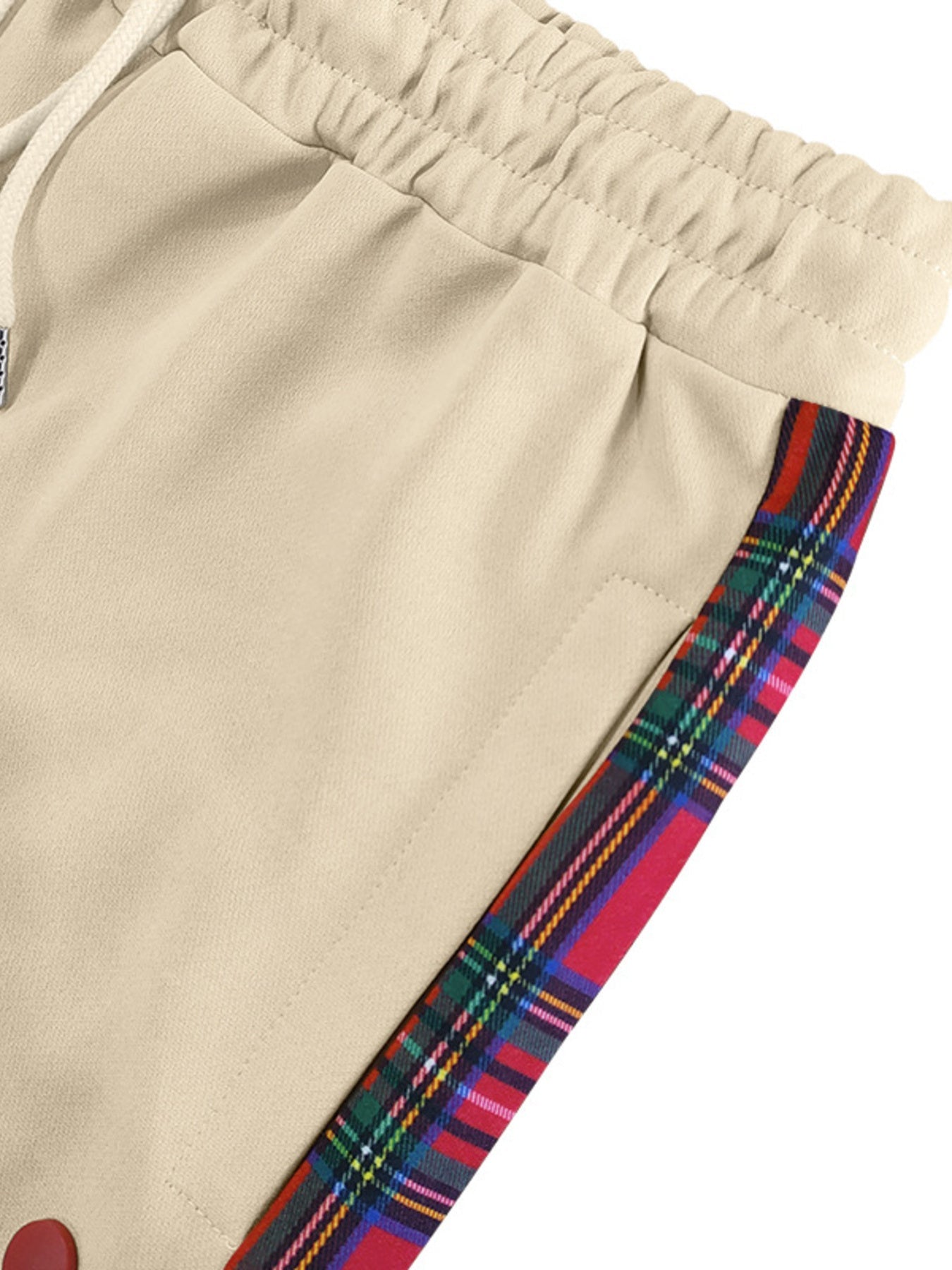Men's Full Size Plaid Trim Snap-Button Track Pants Plus Size