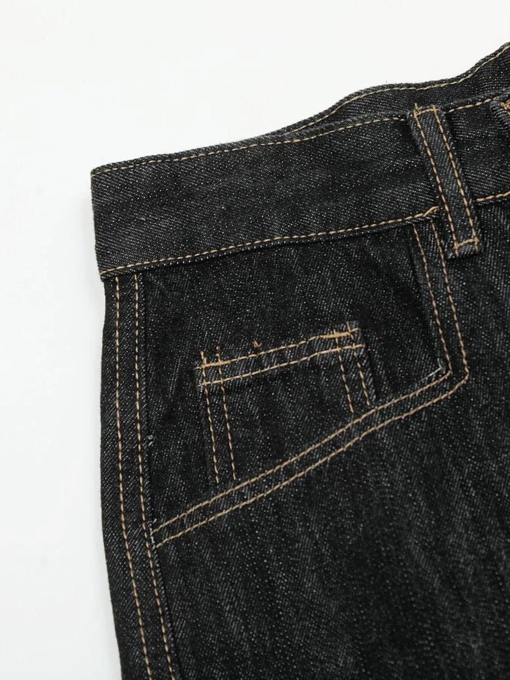 Men's Washed Curved Jeans with Contrast Stitching