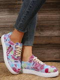 Tropical Leaf Print Canvas Sneakers