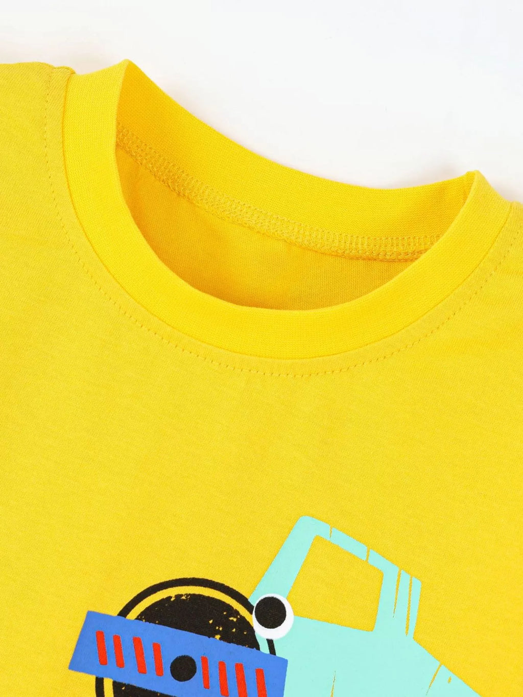 Children's Construction Vehicle Print T-Shirt and Shorts Set