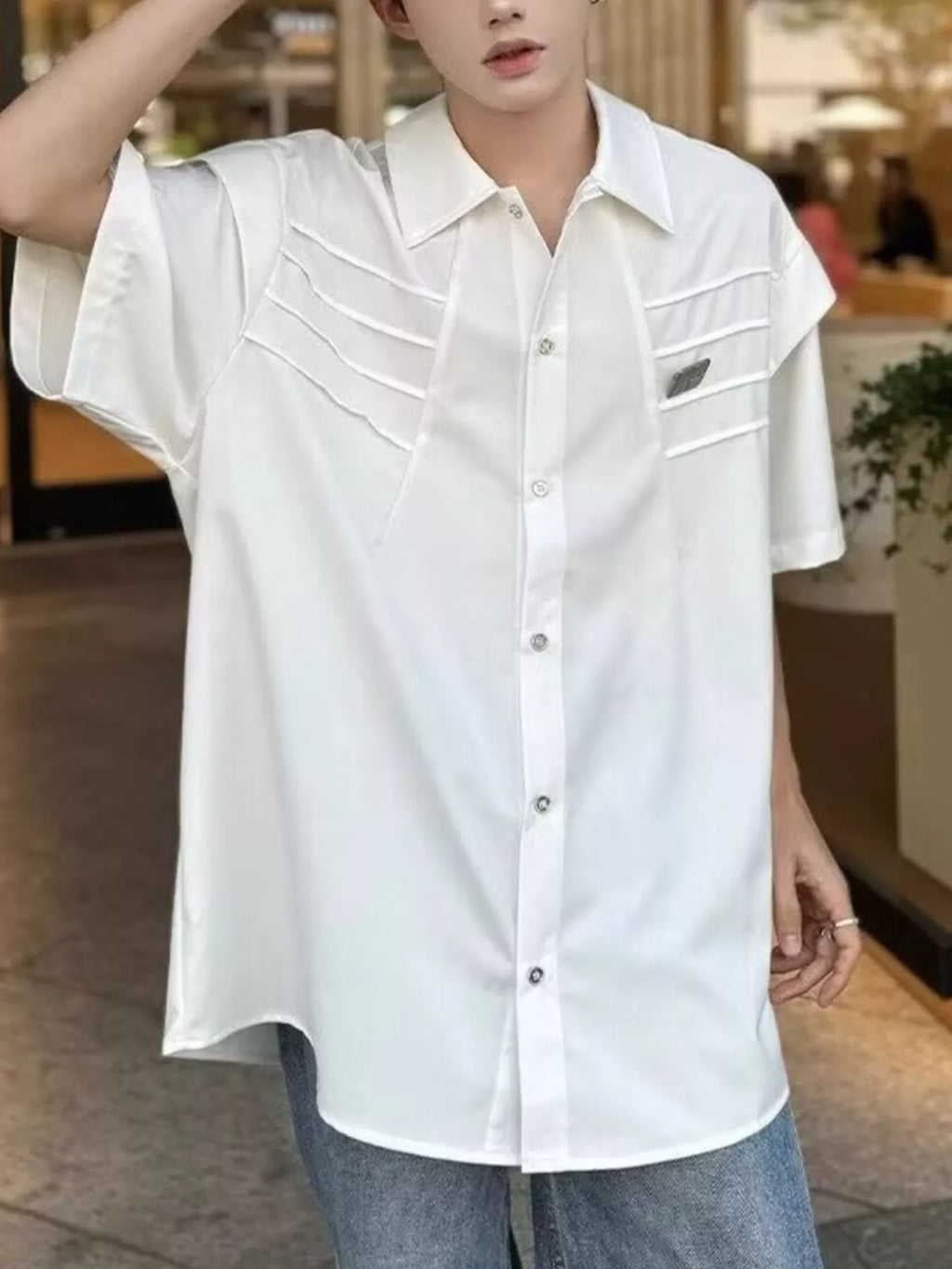 Men's Plus Size Button Up Half Sleeve Shirt