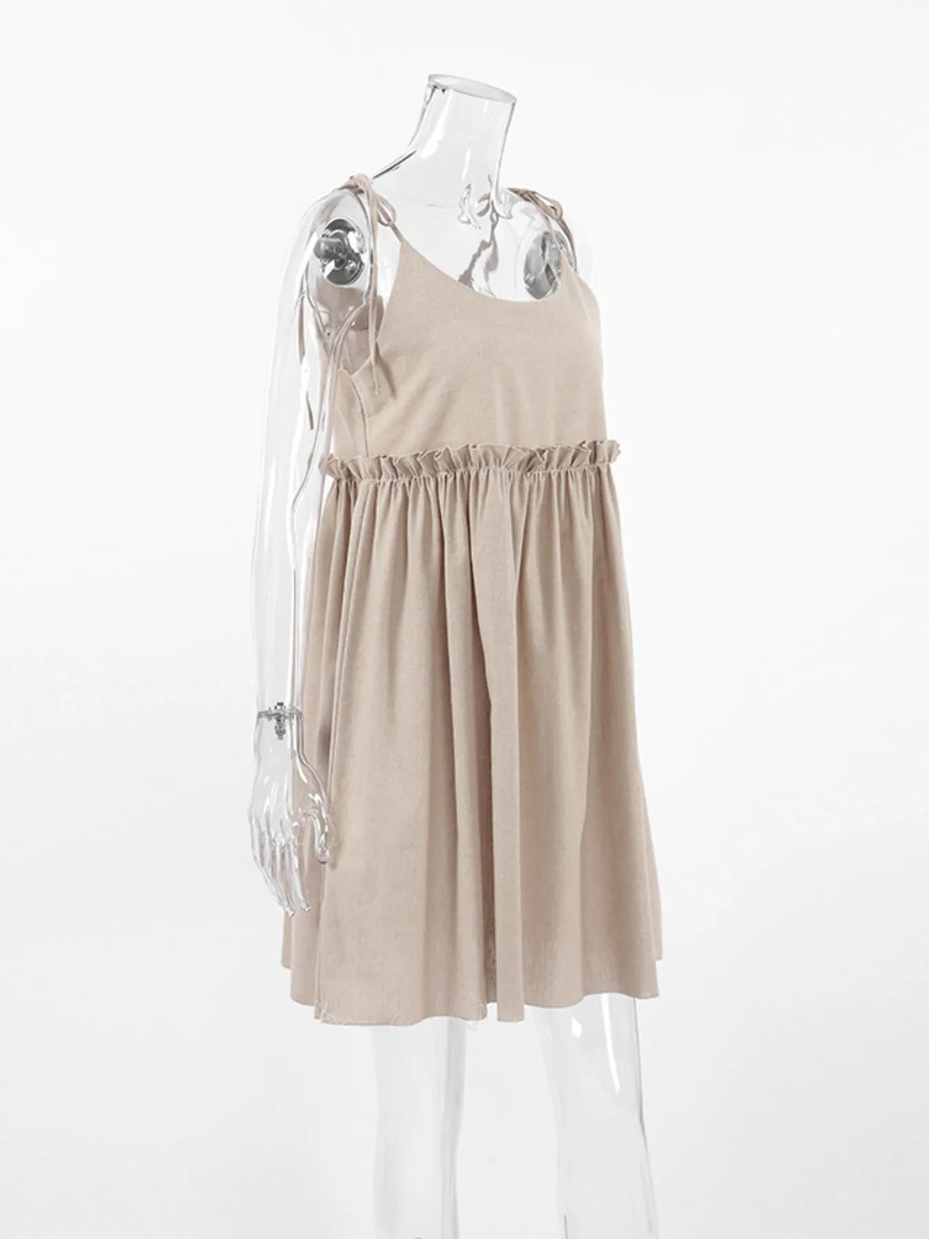 Tie-Shoulder Frill Mini Dress