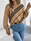 Striped Pattern Casual Round Neck Sweater