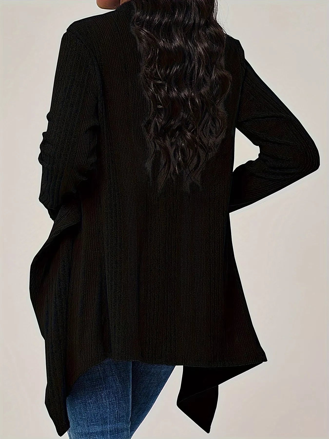 Ribbed Knit Open Front Cardigan
