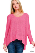Zenana Dolman Sleeve V-Neck Sweater