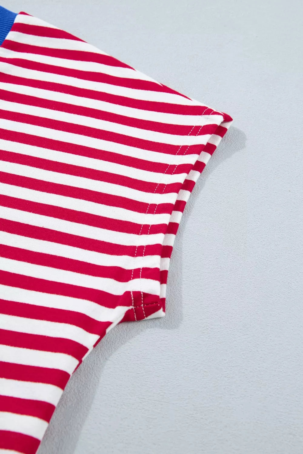 Stripe Colorblock Trim V Neck Tee Drawstring Elastic Waist Shorts Set