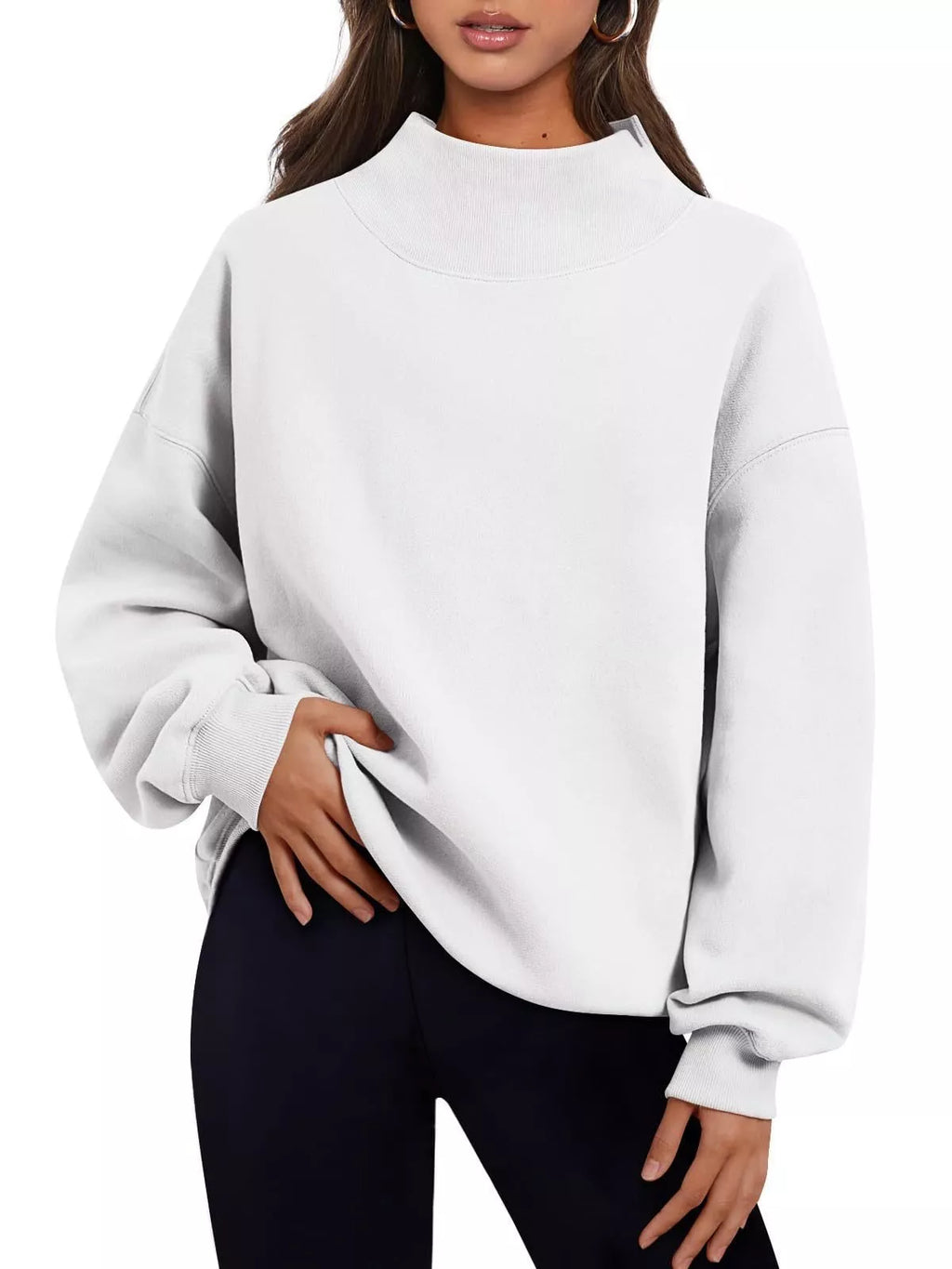 Mock Neck Dropped Shoulder Sweatshirt