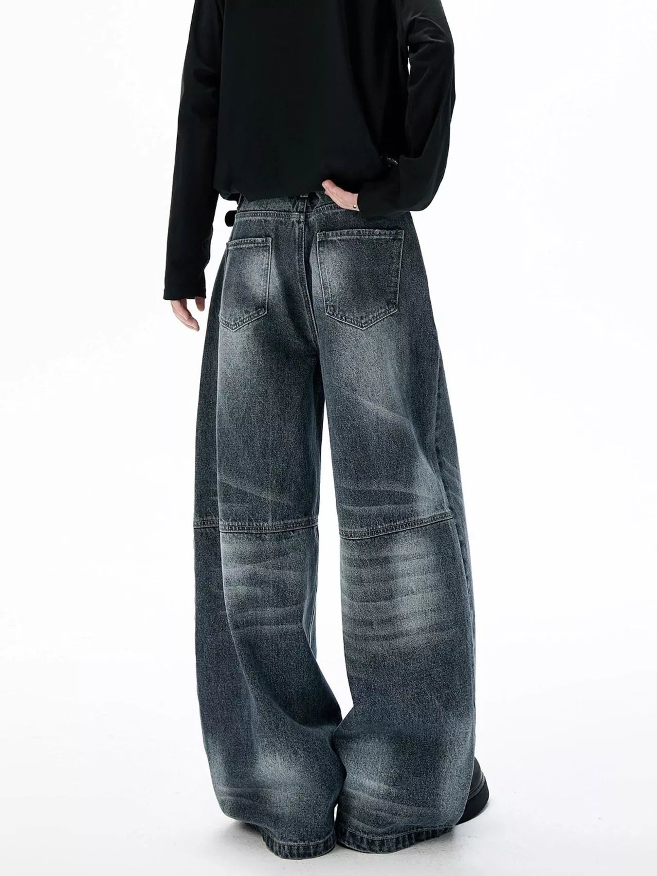 Men's Full Size Washed Wide Leg Jeans Plus Size