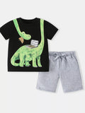 Children's Dino Pizza Graphic Tee & Shorts Set