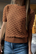 Textured Knit Short Sleeve Pullover