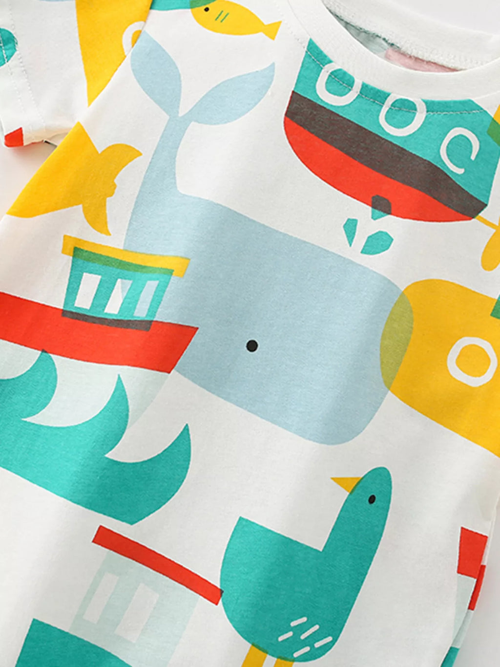 Children's Cartoon Print T-Shirt and Shorts Set