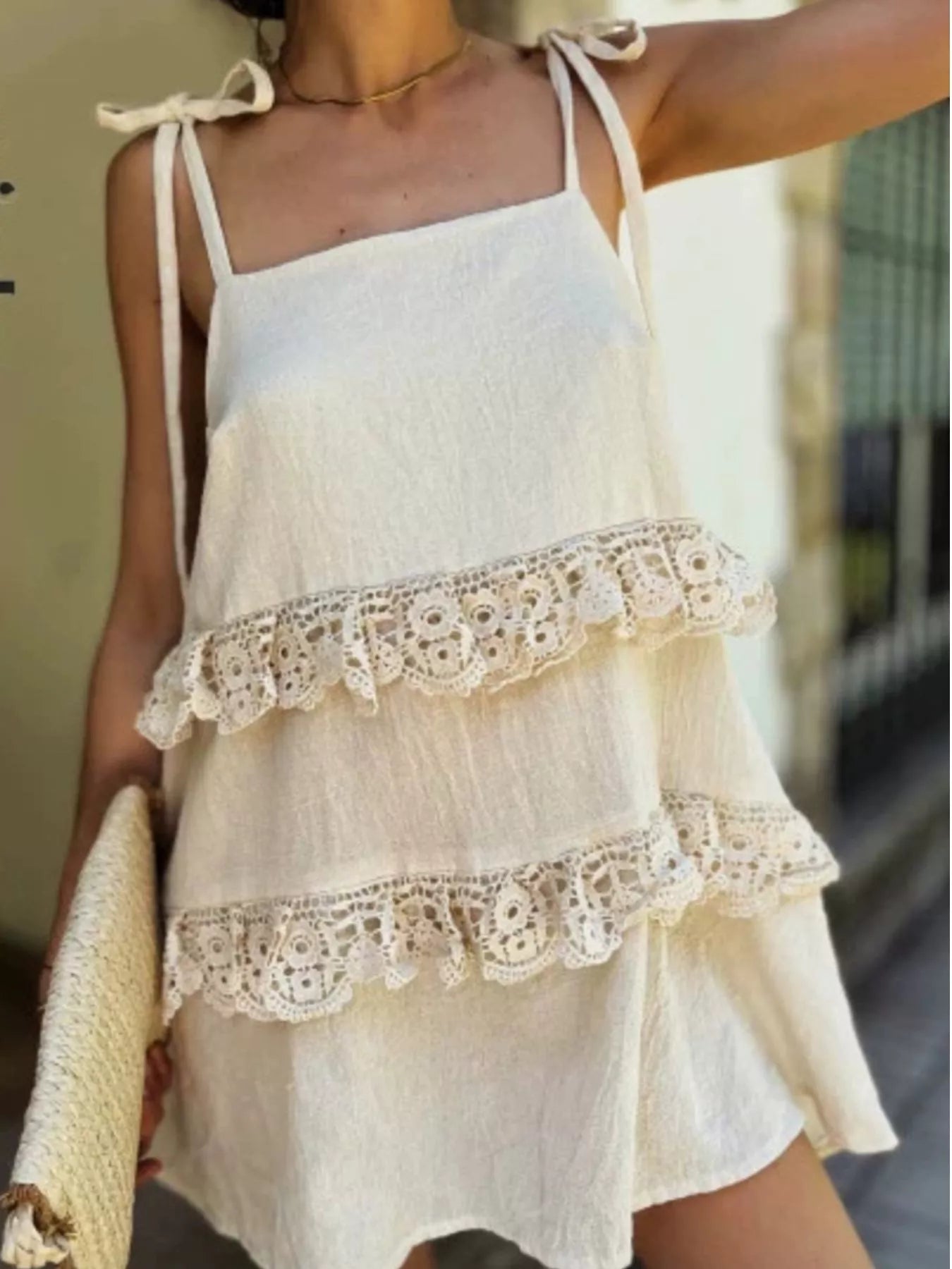 Lace Trim Spaghetti Strap Dress