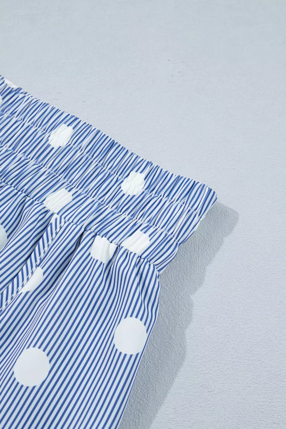 Polka Dot Striped Elastic Waist Shorts