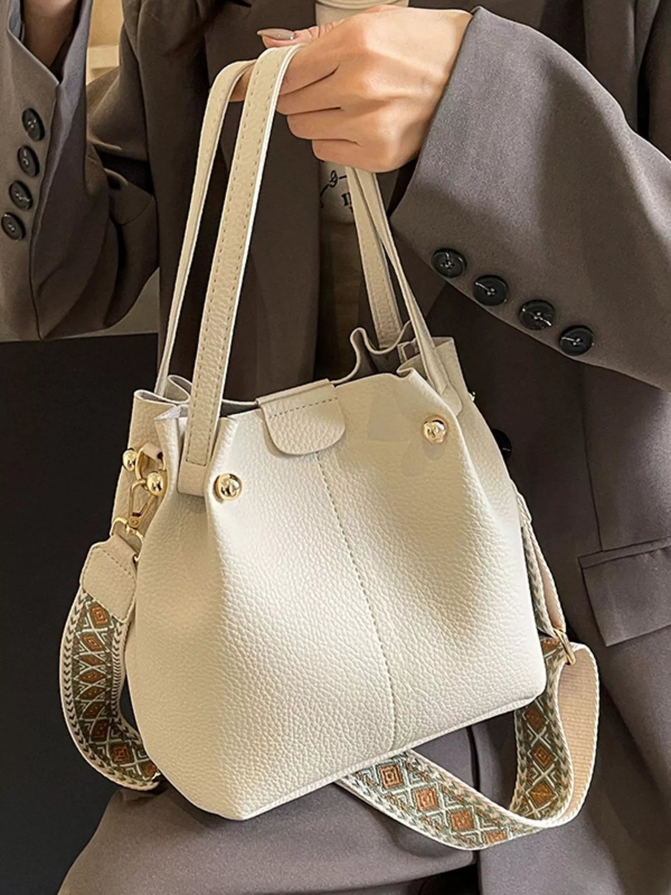 Crossbody Bag with Patterned Strap