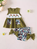 Children's Embroidered Top and Camo Bottom Set