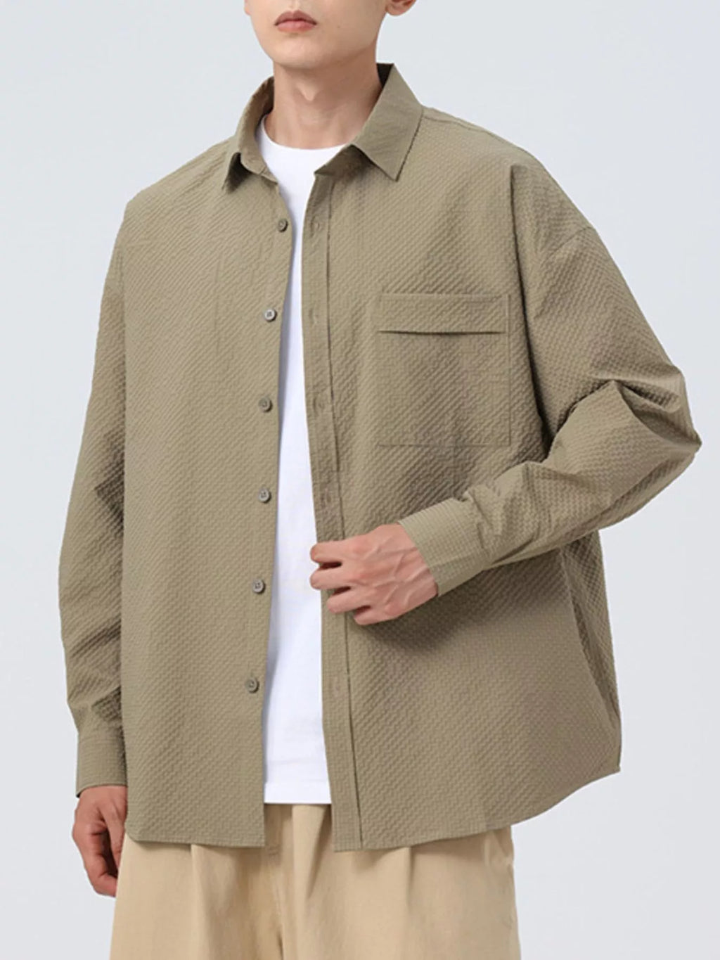 Men's Plus Size Button Up Oversized Shirt