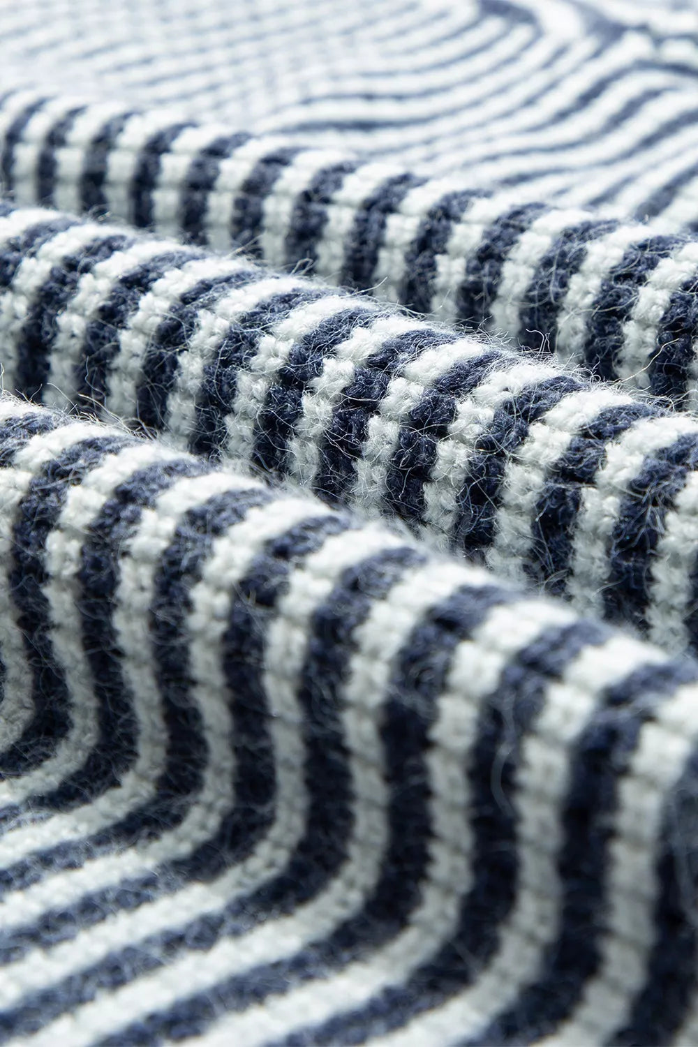 Striped Lantern Sleeve Drop Shoulder Cozy Sweater