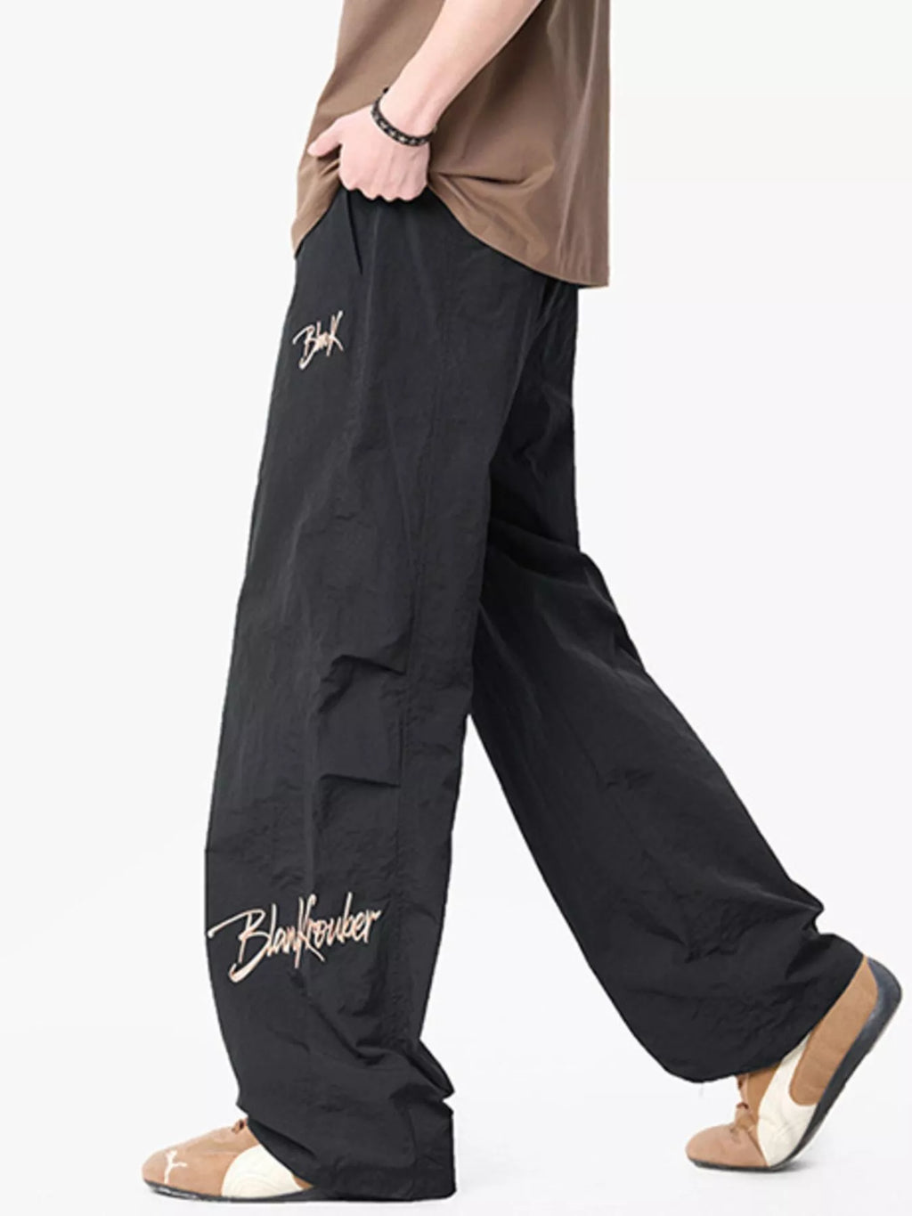 Men's Loose Fit Drawstring Wide Leg Pants