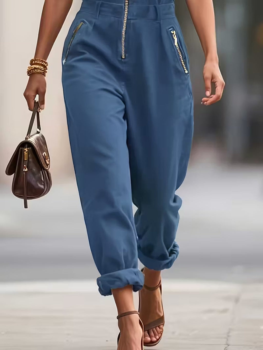 Sleeveless Zip-Up Jumpsuit