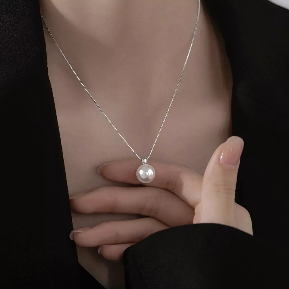 925 Sterling Silver Bead Pearl Necklace