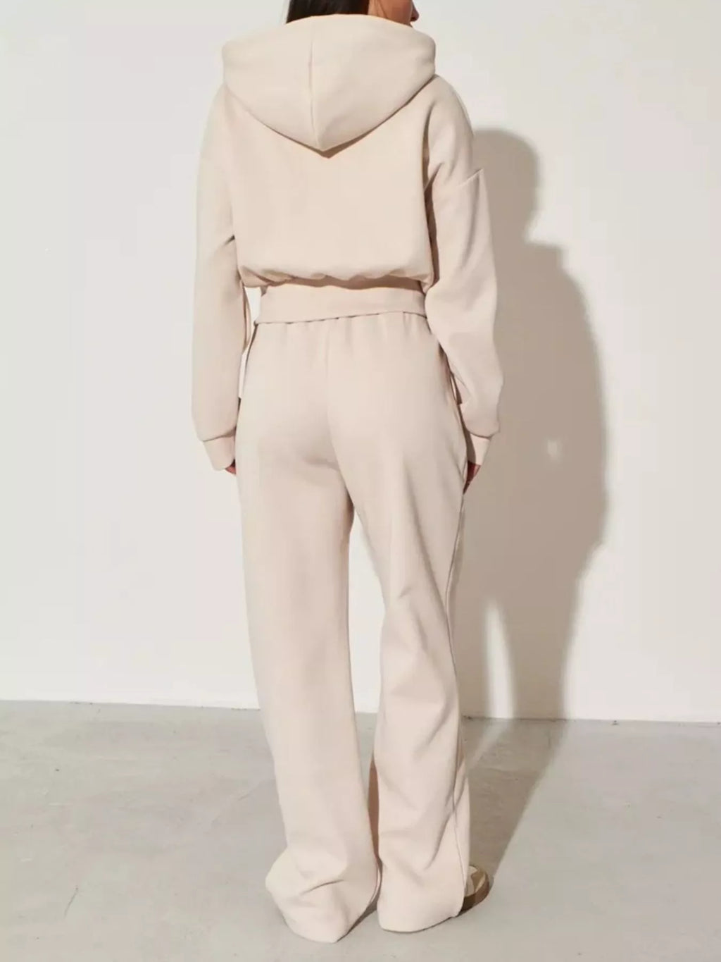 Zip-Up Hoodie and Wide-Leg Pants Set
