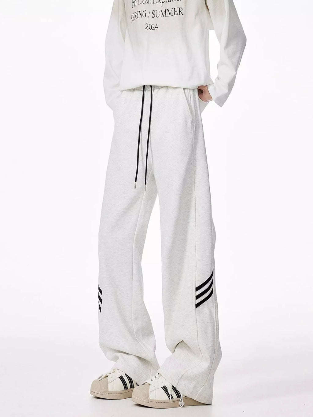 Men's Plus Size Wide Leg Casual Sweatpants with Drawstring