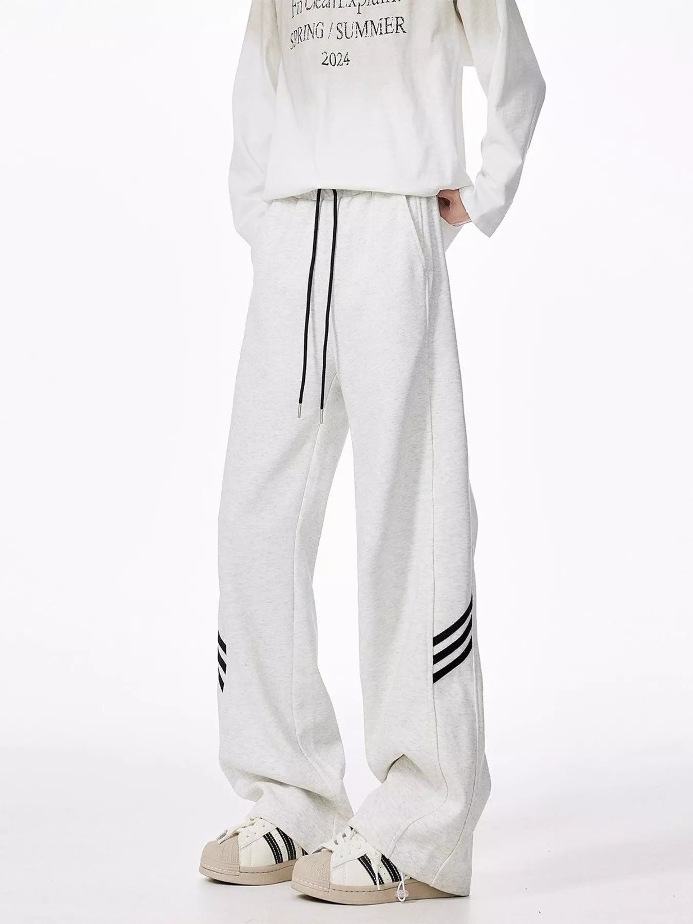 Men's Plus Size Wide Leg Casual Sweatpants with Drawstring