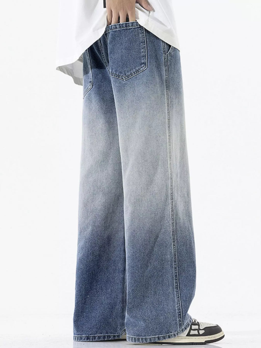 Men's Full Size Gradient Wash Wide Leg Jeans Plus Size