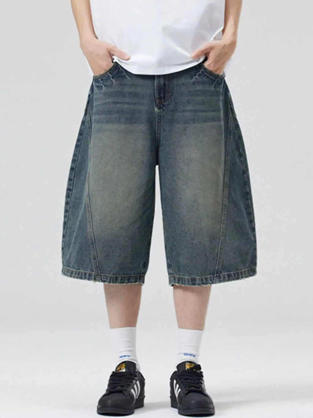 Men's Vintage Washed Denim Bermuda Shorts
