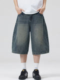 Men's Vintage Washed Denim Bermuda Shorts