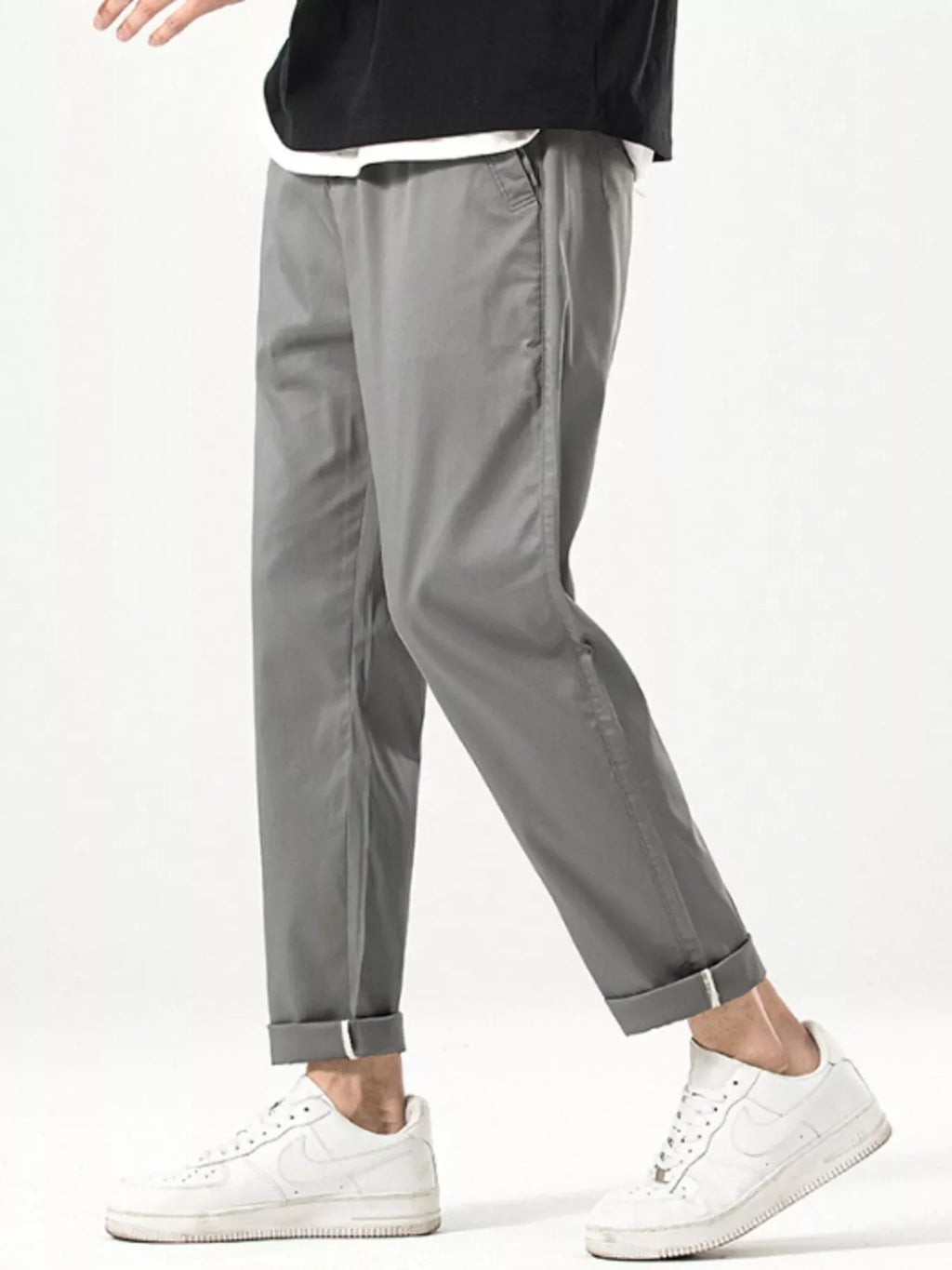 Men's Casual Straight-Leg Cropped Pants