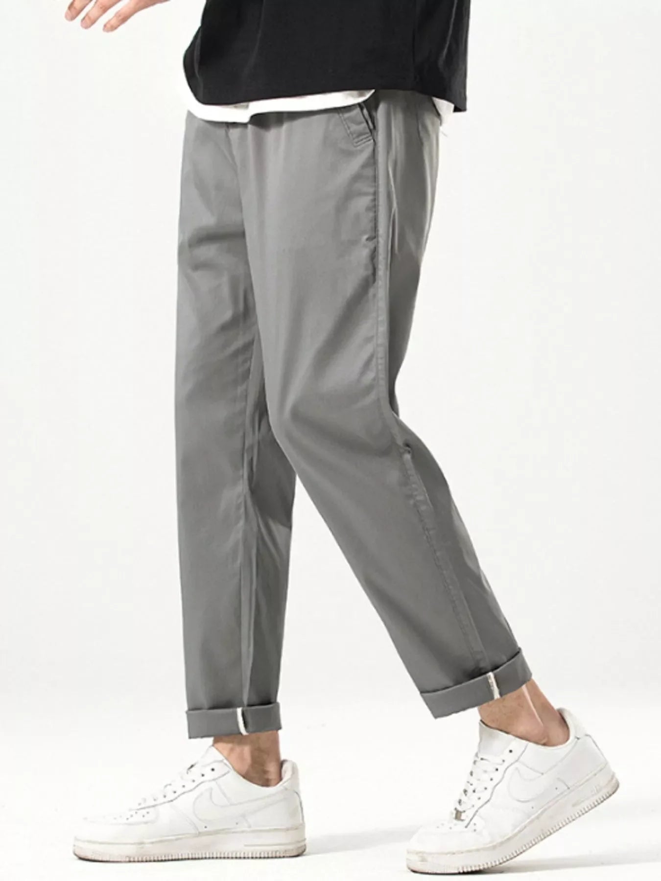 Men's Casual Straight-Leg Cropped Pants