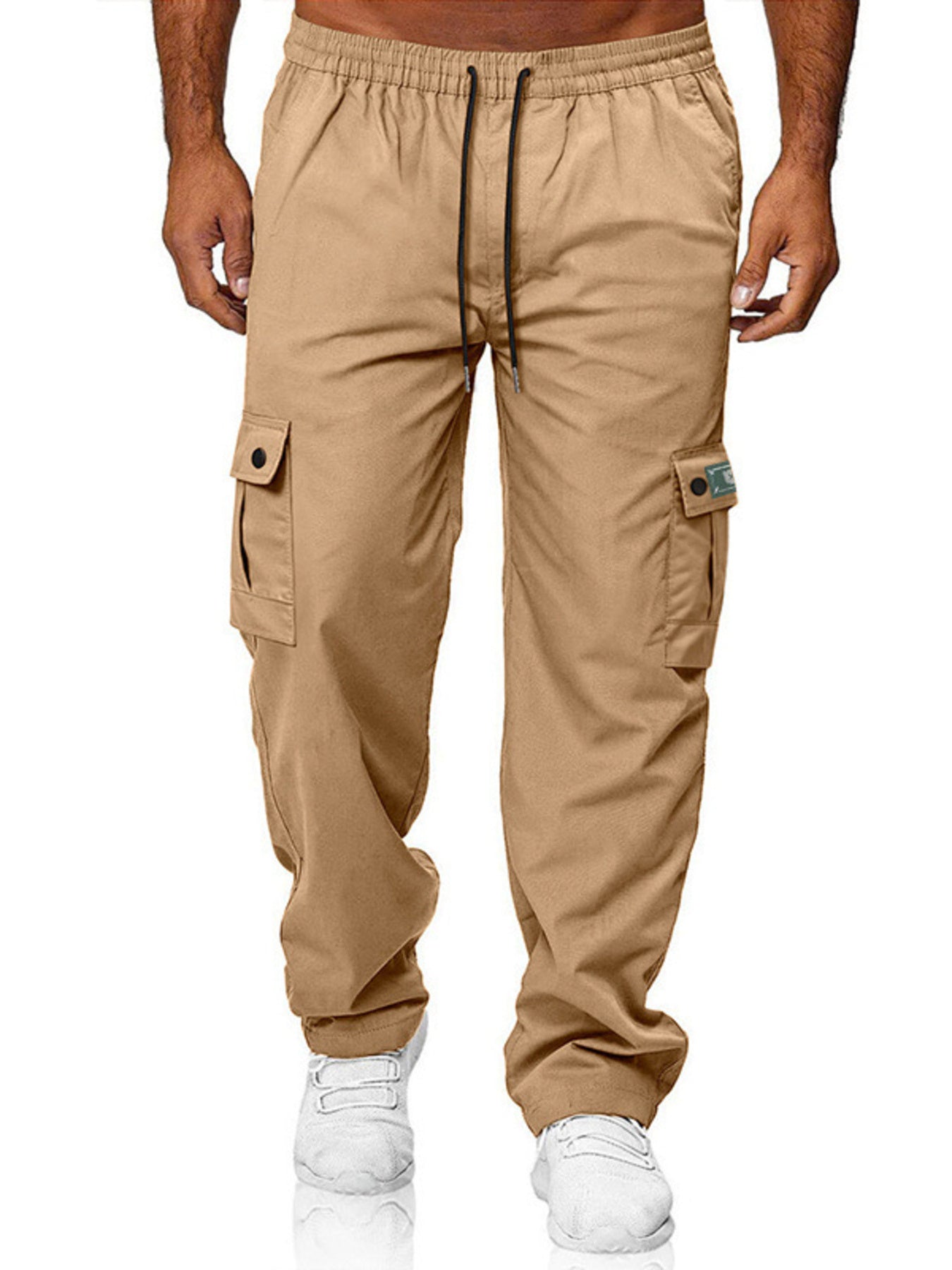 Men's Full Size Cargo Pants with Drawstring Waist Plus Size