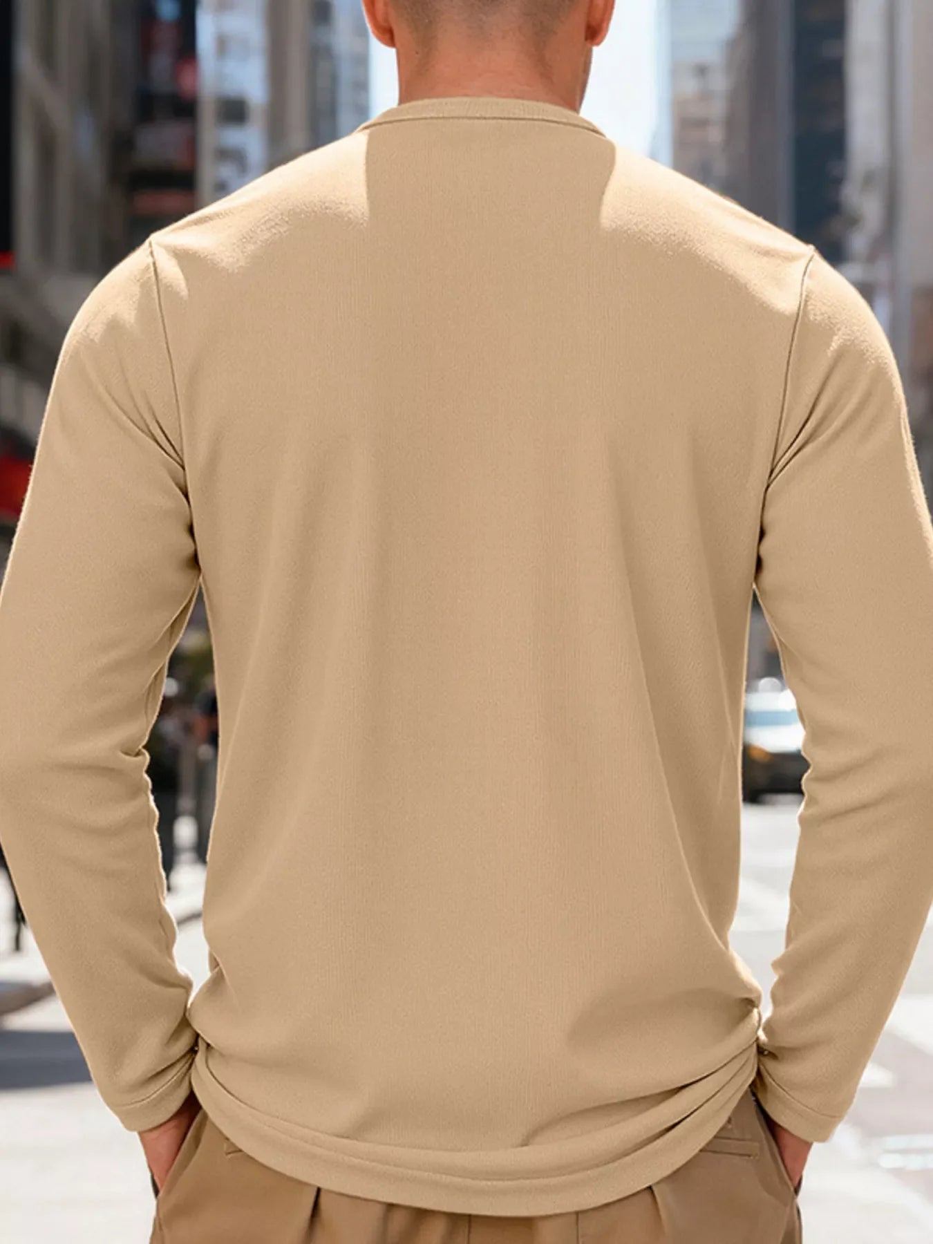 Men's Full Size Casual Long Sleeve Henley T-Shirt Plus Size